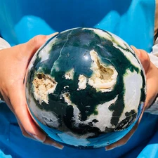 7.43LB Natural Moss Agate Crystal Sphere water grass Moss agate Ball