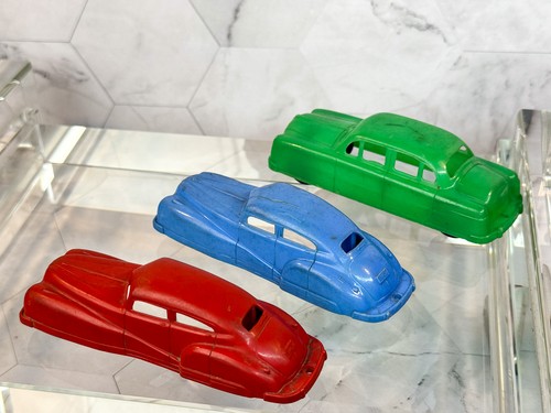Vtg Lot 4 Plastic Toy Cars - Thomas Toy & Acme - Convertible & Sedan - 1950s USA - Picture 3 of 24