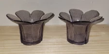 Viking Glass Teaberry 6 Petal Flower Votive Candle Holders Finnish Vessel Purple