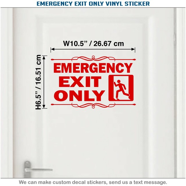 Emergency Exit Only Alarm Door Business Store Entrance Art Sticker