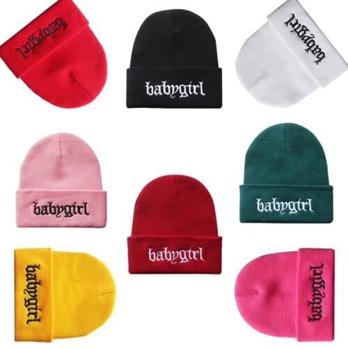 gift Embroidery Beanie Hip hop cold cap Knitted hat Winter Babygirl Wool cap - Zdjęcie 1 z 20