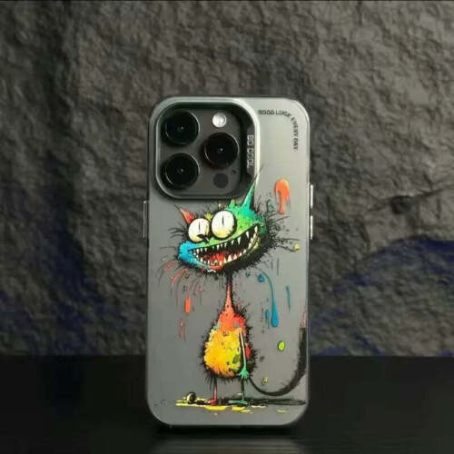 Étui téléphone imprimé laser couleur graffiti pour iPhone 15 14 Pro Max - Photo 1/20