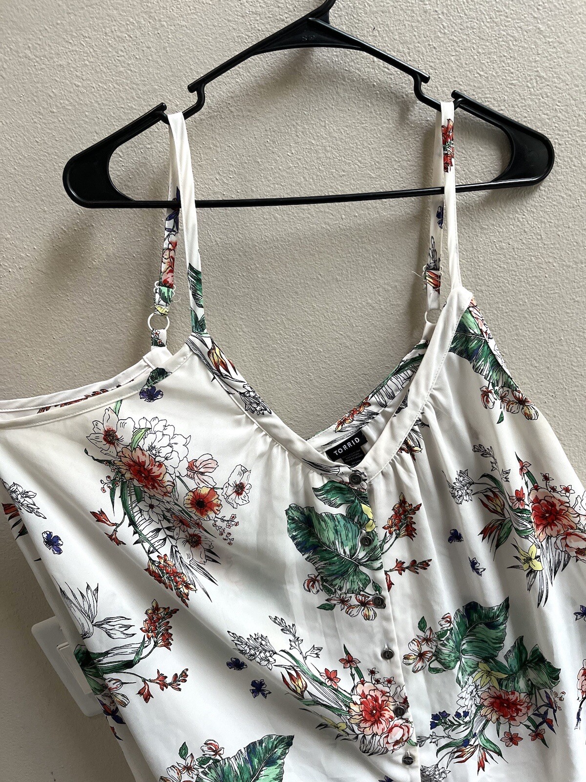 Torrid Georgette Button-Front Tunic Cami White Fl… - image 3