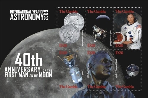 Gambia 2009 - First Man on the Moon - Bogen mit 6 Marken - Scott #3198 - postfrisch - Bild 1 von 1