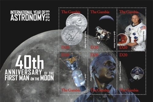 Gambia 2009 - First Man on the Moon - Sheet of 6 stamps - Scott #3198 - MNH - Picture 1 of 1