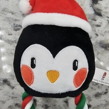 Penguin Christmas Dog Squeaky Rope Toy Dog S-XXL Pets Stocking Stuffers NWT