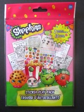 Shopkins PLAY PACK 2 sticker sheets,12 play pages TIC TAC TOE Matching Counting