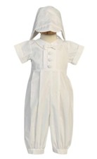 Garvin Christening Wedding Blessing Formal Romper With Hat 12-18 Mo