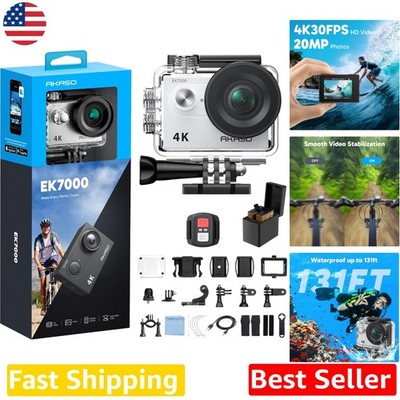 Pro 4K Action Camera EK7000: EIS, 20MP, 131ft Waterproof, WiFi Remote Control