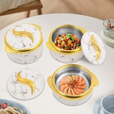 3-Piece Thermal Dish Set with Lids Insulated Stainless Steel Container