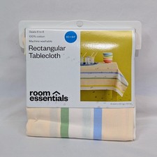 Room Essentials Striped Rectangular 60"x84" 100 Cotton Spring Tablecloth NEW