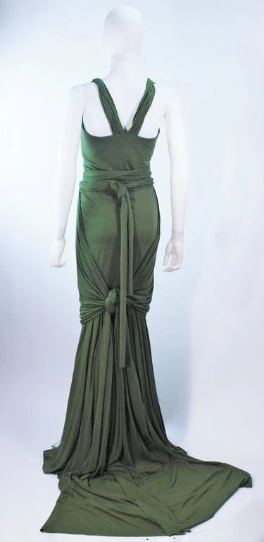 ELIZABETH MASON COUTURE Green Jersey Eco Chic Draped Gown image 9