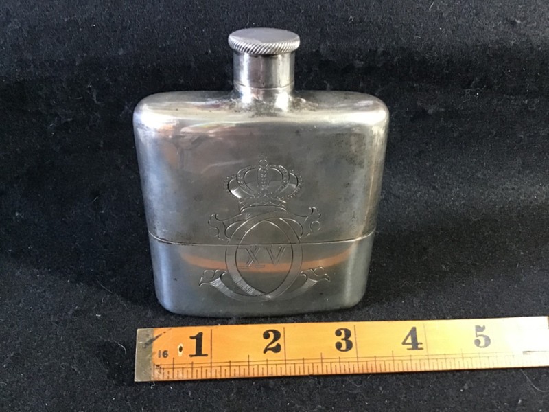 Early 1867 Gentlemen’s Flask w/ Cup Sterling Silver Sweden Export Hallmarks 306g