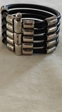 The Uno De 50 Toca Madera 5 Strand Silver Leather Bracelet