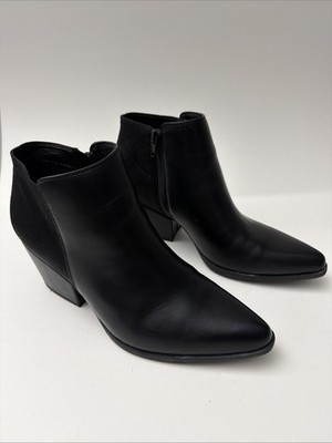 Centro Point Black Block Heel Ankle Boot Women s Size 9