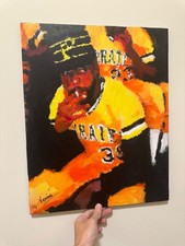 Dave Parker smoking in dugout painting Art autographed by the artist 16x20