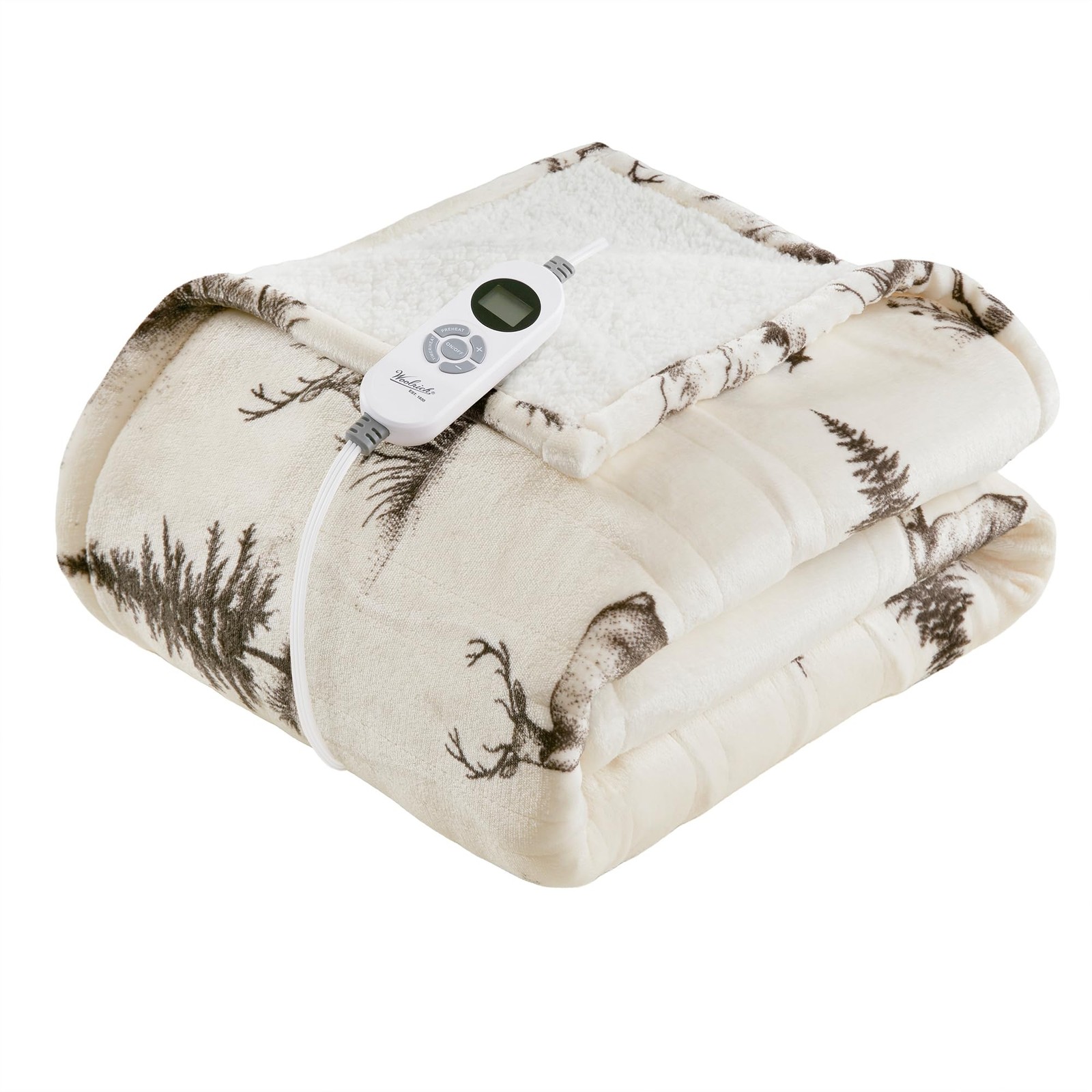 Woolrich Heated Throw Blanket with Ultra Soft Plush and Sher