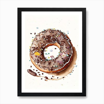 Bissgroße Bagelstücke eingetaucht in M gerahmtes Wandbild Poster Leinwanddruck Bild