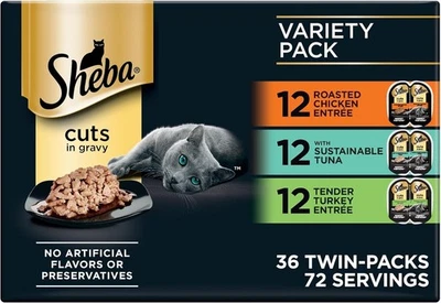 Sheba Perfect Portions Wet Cat Food Cuts in Gravy Variety Pack, Roasted Chicken
