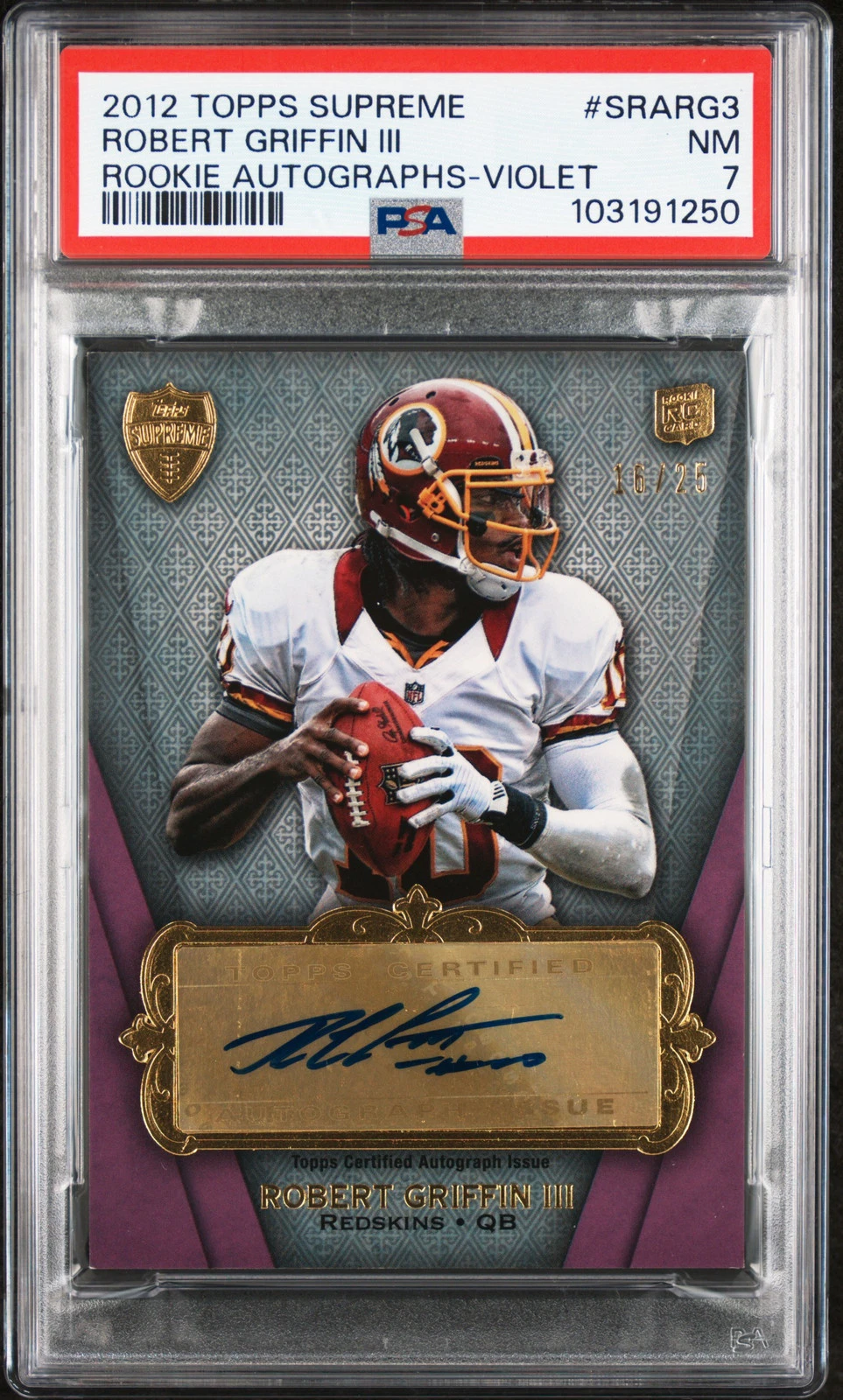 Robert Griffin III Topps Supreme Rookie Autographs #SRARG3 Violet