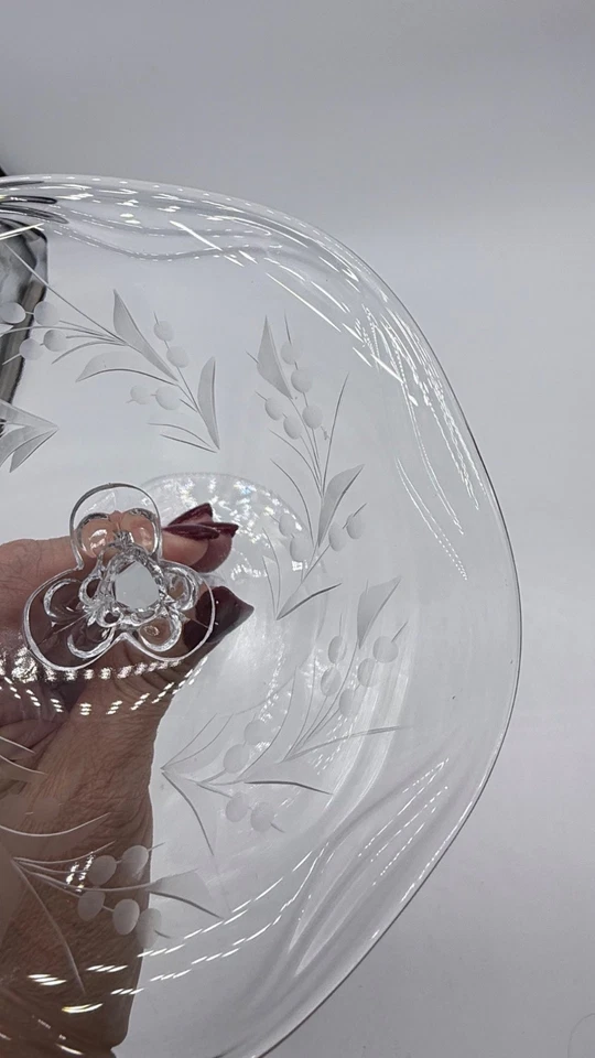 Vtg. Fostoria Cynthia Etch Coronet Comport 5" tall Serving Dish - Image 4 of 4