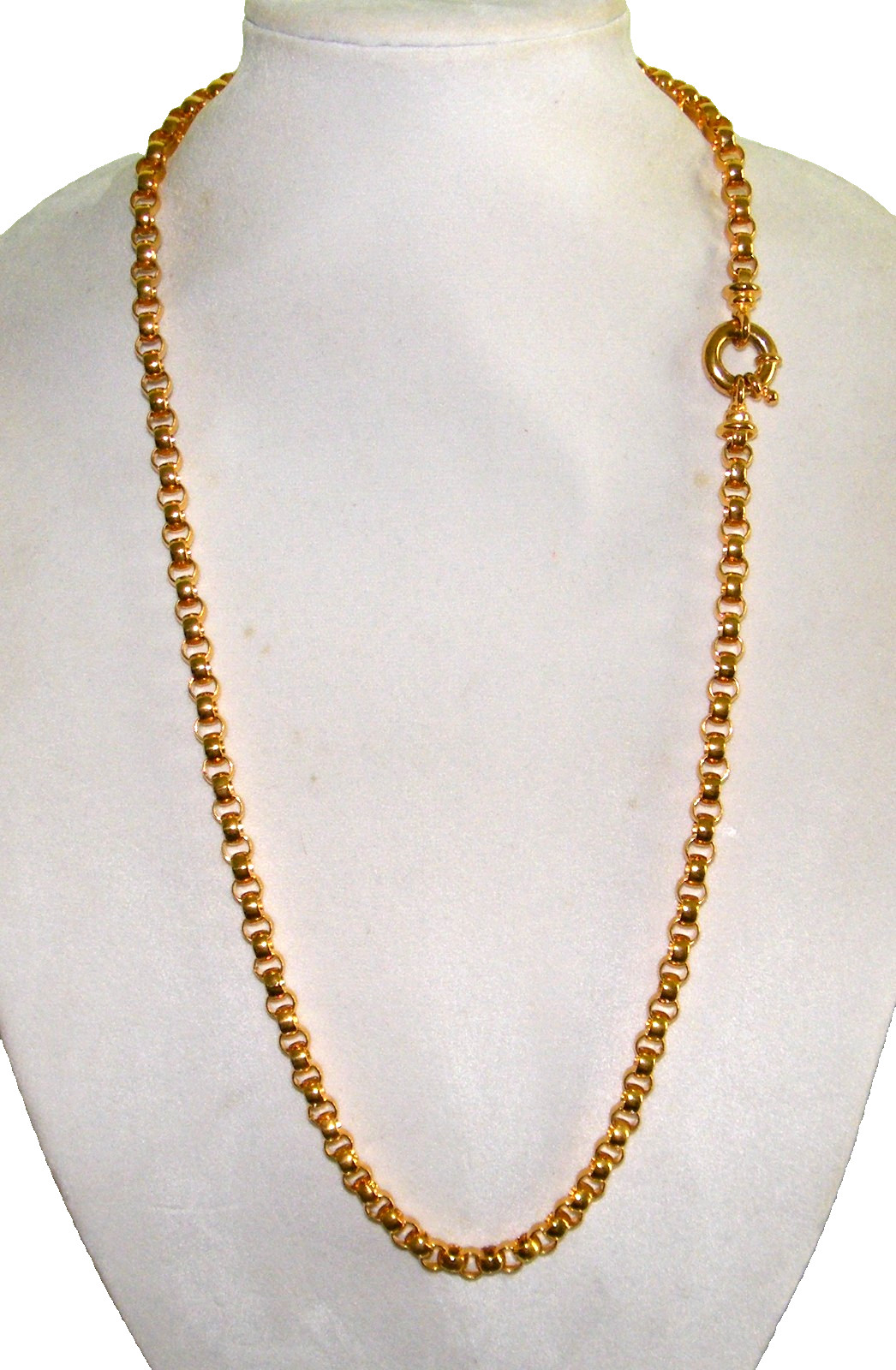 Vintage Joan Rivers Heavy Gold Tone Chunky Rolo Link Necklace Giant Spring Ring