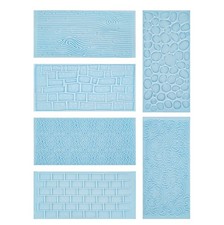 AUEAR, 6 Pack Fondant Impression Mat Mold Set Brick Wall Flower Cobblestone...