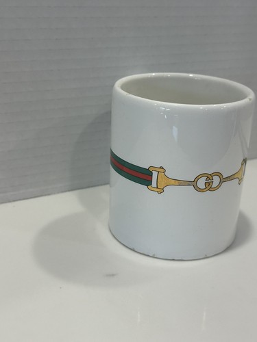 Gucci Italy Horse Bit Pattern Porcelain Coffee Mug- **In Rough Shape!** 1980s - Picture 3 of 24