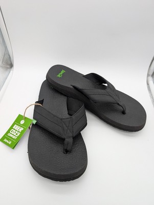 Sanuk Men's Beer Cozy 2 Comfort Flip Flop Sandals Black NWT Size M8 W9.5