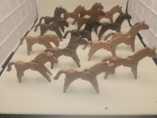 Vintage 1974 Geobra Playmobil Horses Tan Dark Brown - Lot of 15 - No Sadles