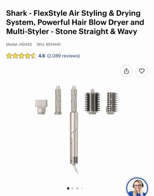 Shark FlexStyle Multi-Styler System HD430 Hair Dryer + Attachments Straight/Wavy