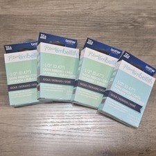 Lot 4 Brother P-touch Embellish Gold On Navy Blue Satin Ribbon New 1/2  