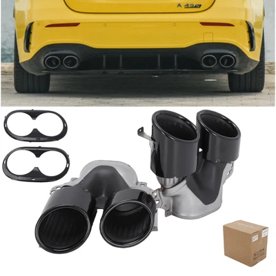 2x Edelstahl Auspuffblende Endrohre Für Mercedes W177 A35 A45AMG CLA 35AMG C118 - Bild 1 von 4