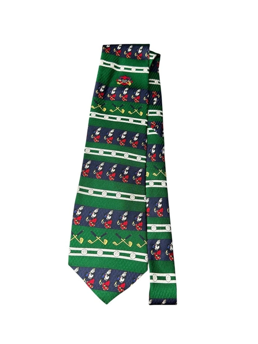 Disney Mickey & Co Vintage Green & Navy Cartoon Golf Pattern Necktie