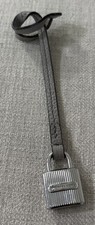 Michael Kors Silver Lock Style Logo Hangtag Grey Leather Strap Handbag Charm Fob