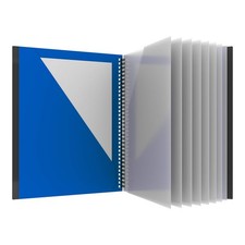 Oxford 10 Pocket Folder, Plastic Spiral Portfolio, for School and Blue