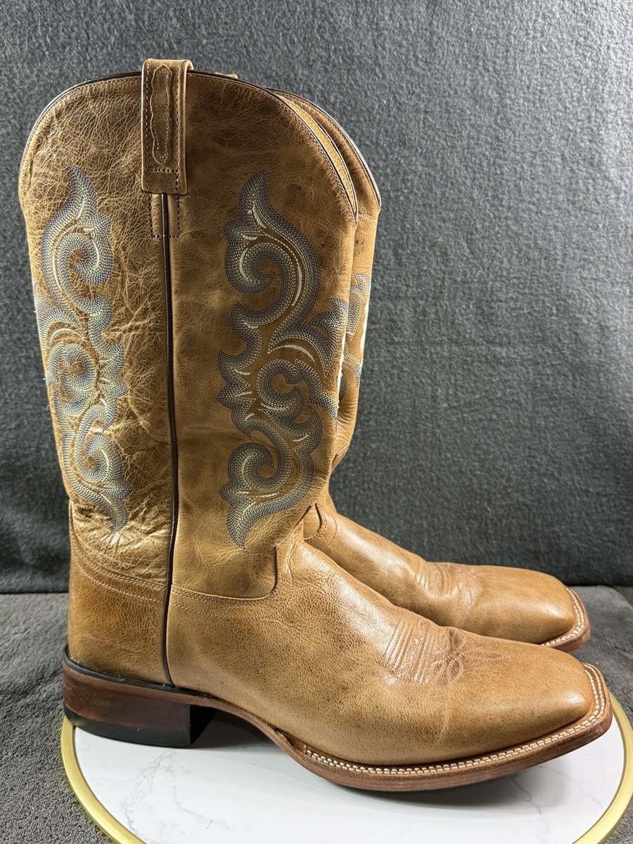 Old West Men\'s Size 13 D Broad Square Toe Western Work Boots Burnt Dark Brown Old West Mens Broad Square Toe Burnt Dark Brown Leather  main image 3