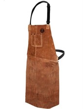 WELDAS Golden Brown Cowhide Leather Welding Bib Apron, 42 inch Full Length