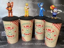 FNAF Plastic Cup SET OF 4 Cups/Toppers - Ships Now - New!