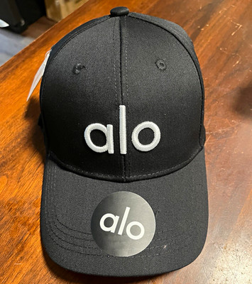 ALO Black Baseball Cap Hat w/ White Logo Adjustable Men's One Size