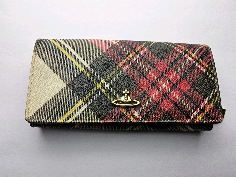 Cartera larga Vivienne Westwood acordeón a presión a cuadros tamaño completo Foto 3 de 4