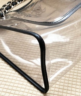 Chanel Clear Vinyl/Black Leather Chain Shoulder Bag Tokyo Ginza