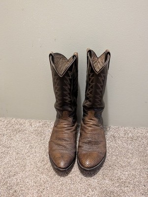 Vintage Dan Post Exotic Leather Boots Size 9D Men's Western Cowboy