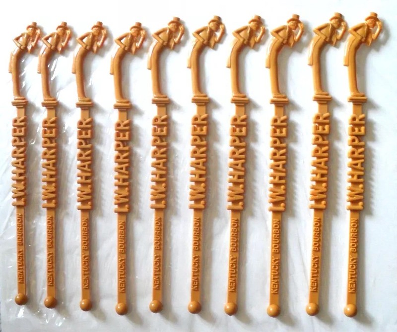 VINTAGE 1960s I.W. HARPER KENTUCKY BOURBON COLLECTION 10 FIGURAL SWIZZLE STICKS