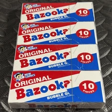4-PACK LOT BOX BAZOOKA ORIGINAL FLAVOR BUBBLE GUM 10 PIECES PER PACK = 40 +COMIC