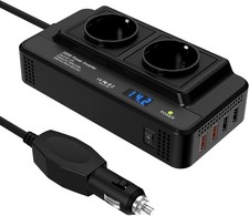 200W Auto Wechselrichter DC 12V auf AC 230V mit 2 Steckdosen und 4 USB Ports