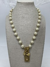 Vintage Cabi Faux Pearl Toggle Clasp Beaded Necklace
