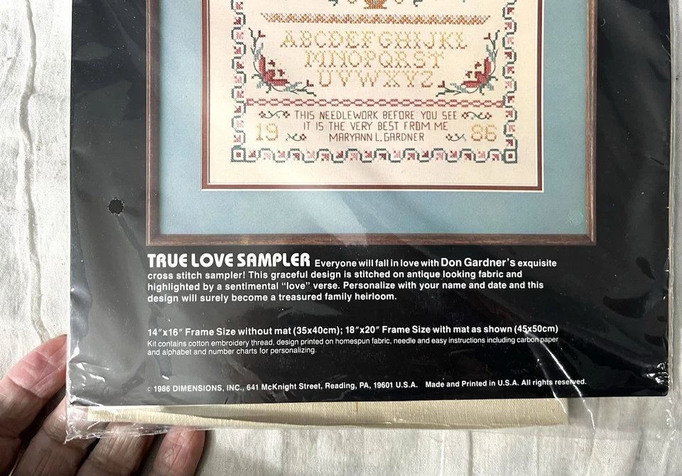 Dimensions Stamped Cross-Stitch 1986 True Love Sampler 3067 14” x 16” - Image 4 of 4