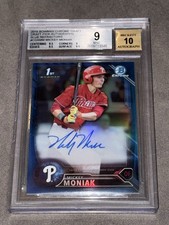 2016 1st Bowman Draft Chrome MICKEY MONIAK Chrome Blue Refractor Auto BGS 9 READ