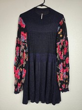 Free People Knit Dress with Floral Sheer Sleeves